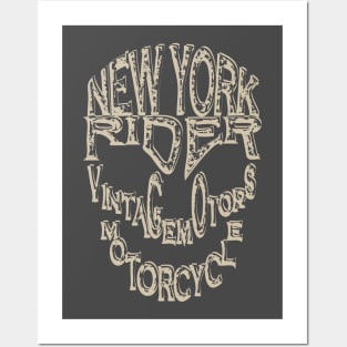 Skull motorcycle rider. New York T-shirt. Posters and Art